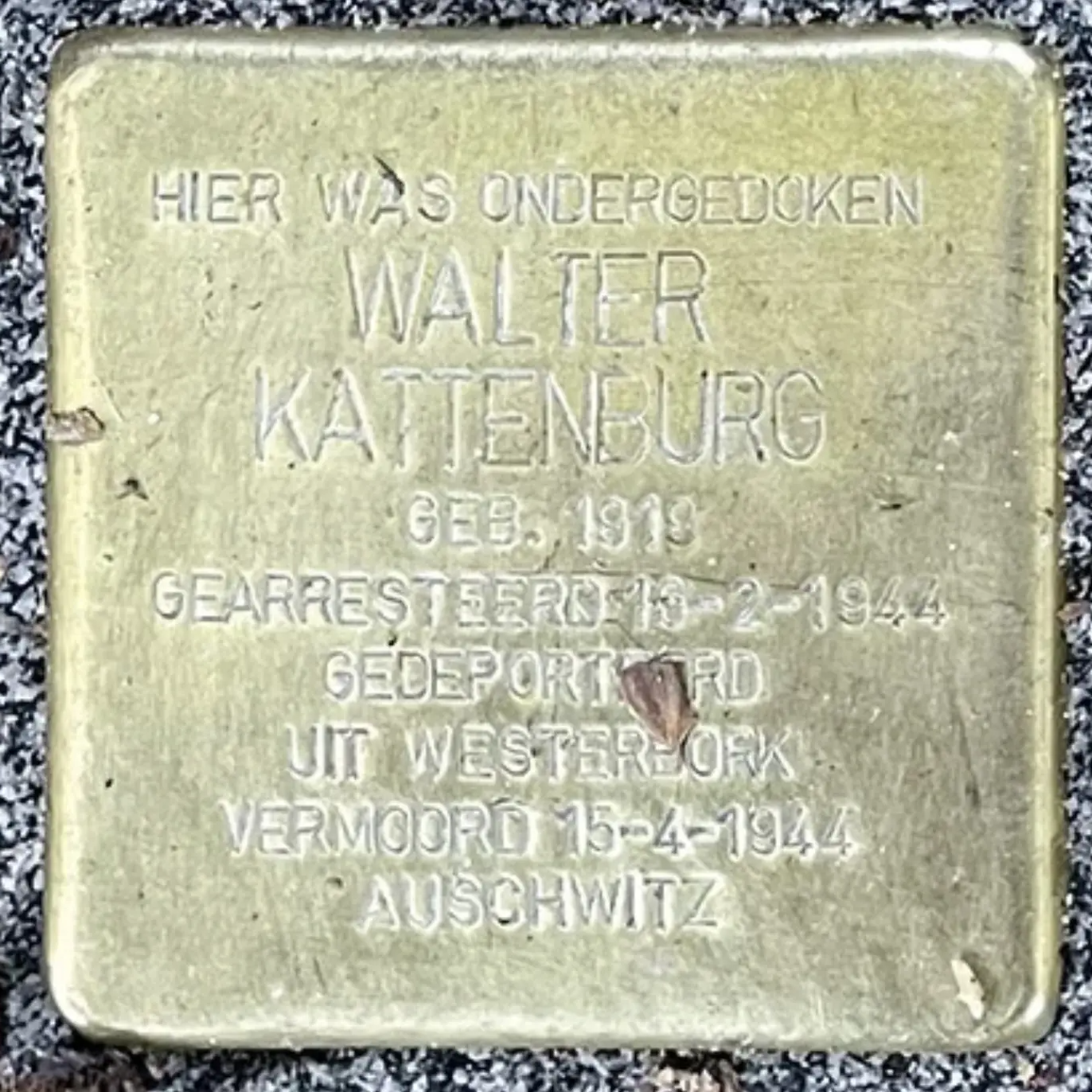 Struikelsteen voor Walter Kattenburg