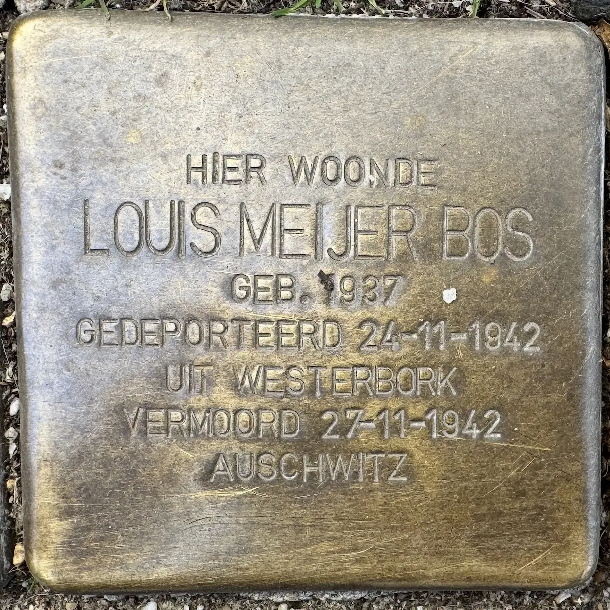 Struikelsteen voor Louis Meijer Bos