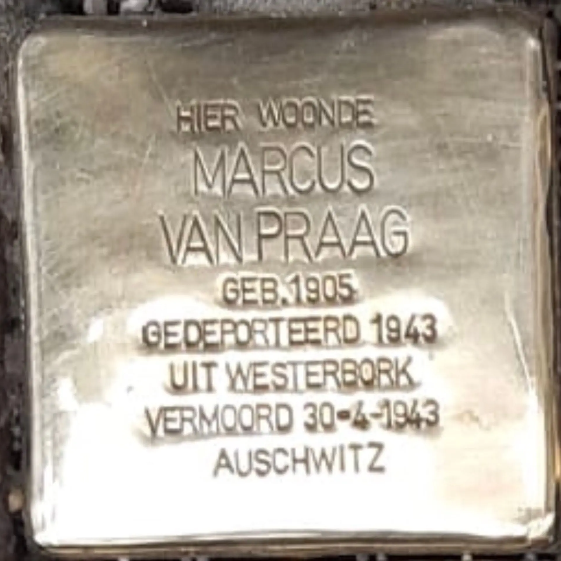 Struikelsteen voor Marcus van Praag