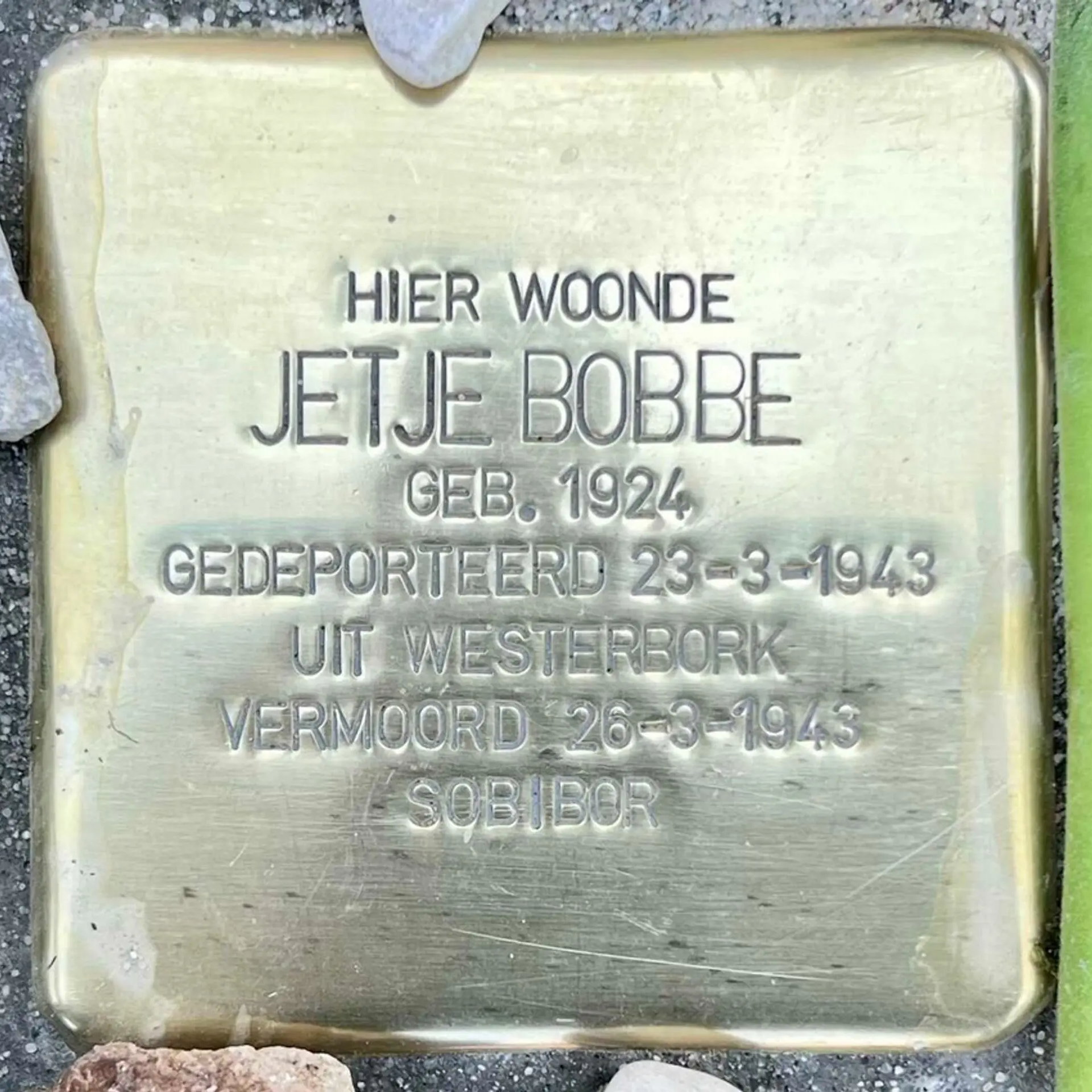 Struikelsteen voor Jetje Bobbe