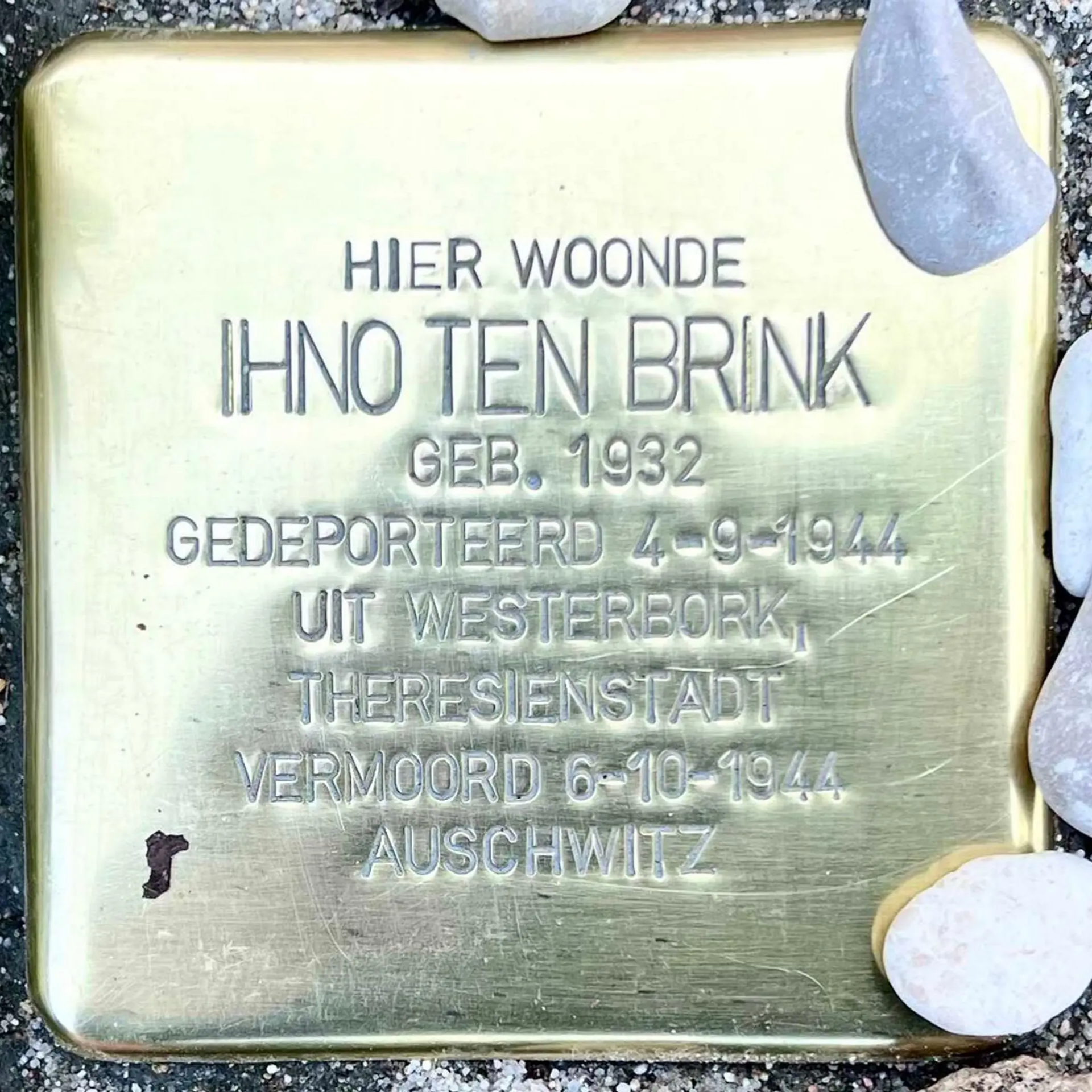 Struikelsteen voor Ihno ten Brink