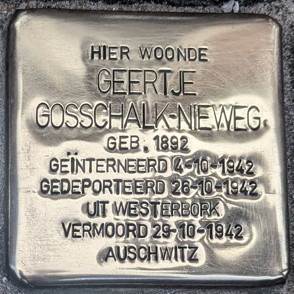 Struikelsteen voor Geertje Eliza Gosschalk-Nieweg
