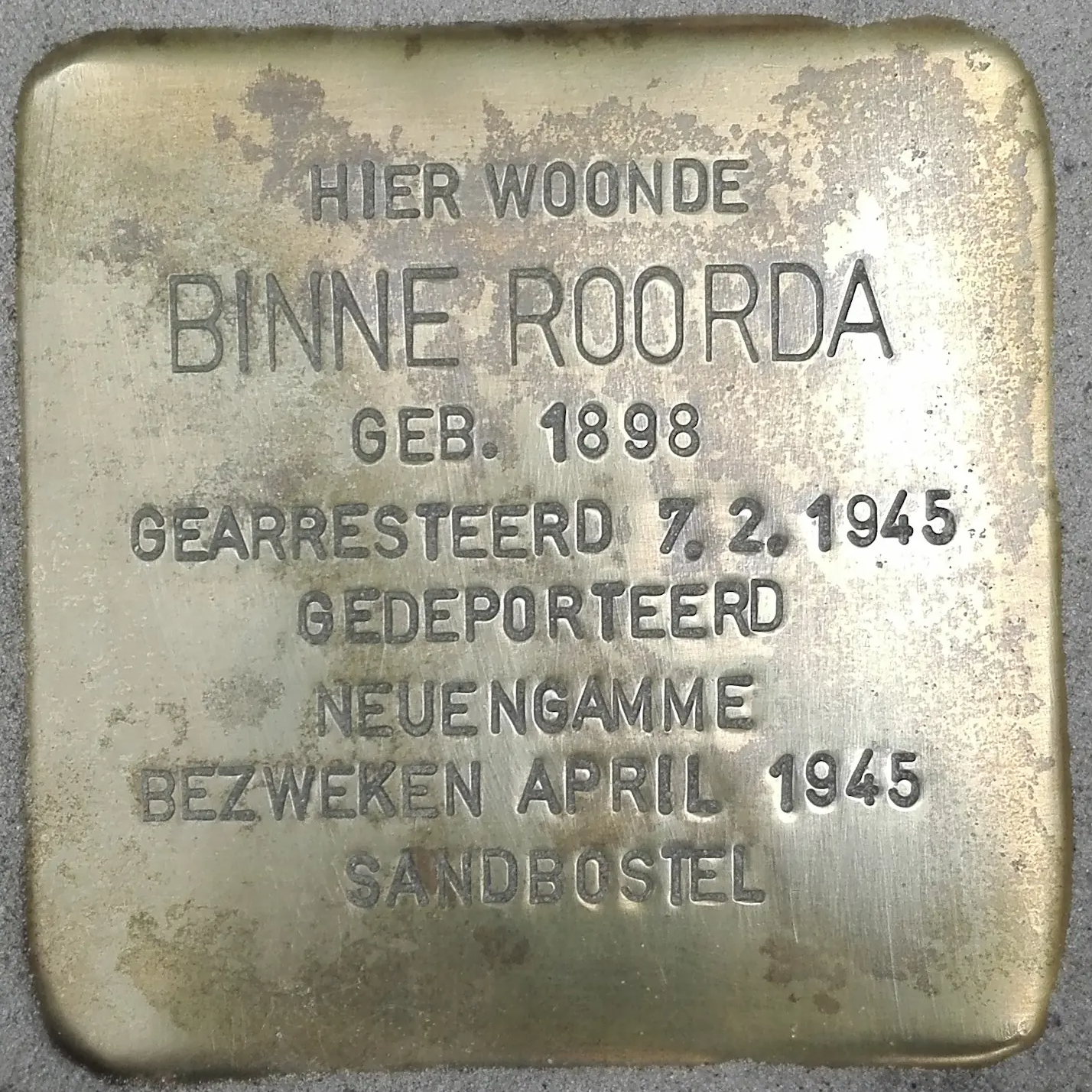 Struikelsteen voor Binne Roorda