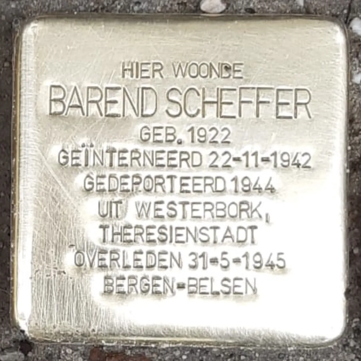 Struikelsteen voor Barend Scheffer