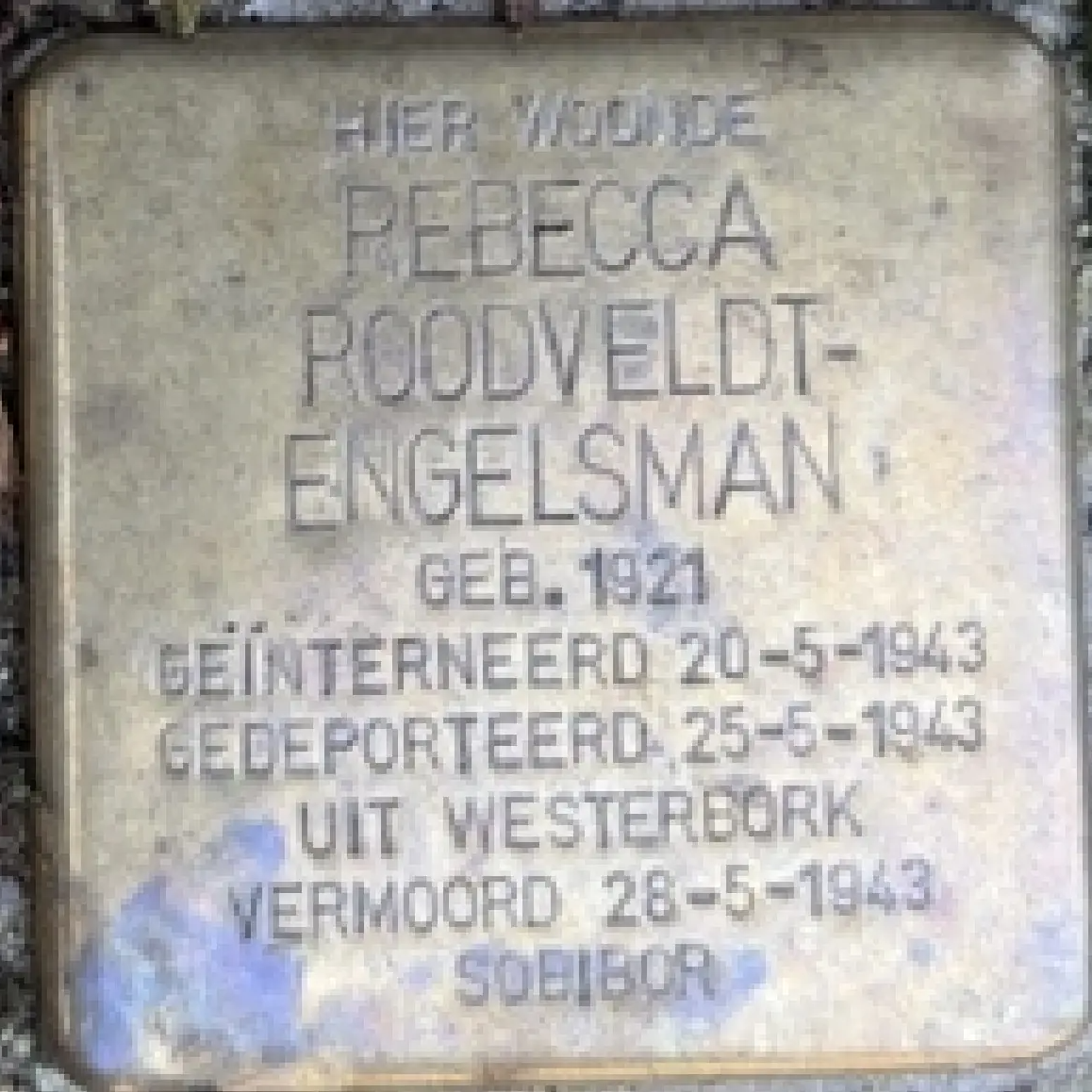 Struikelsteen voor Rebecca Roodveldt-Engelsman