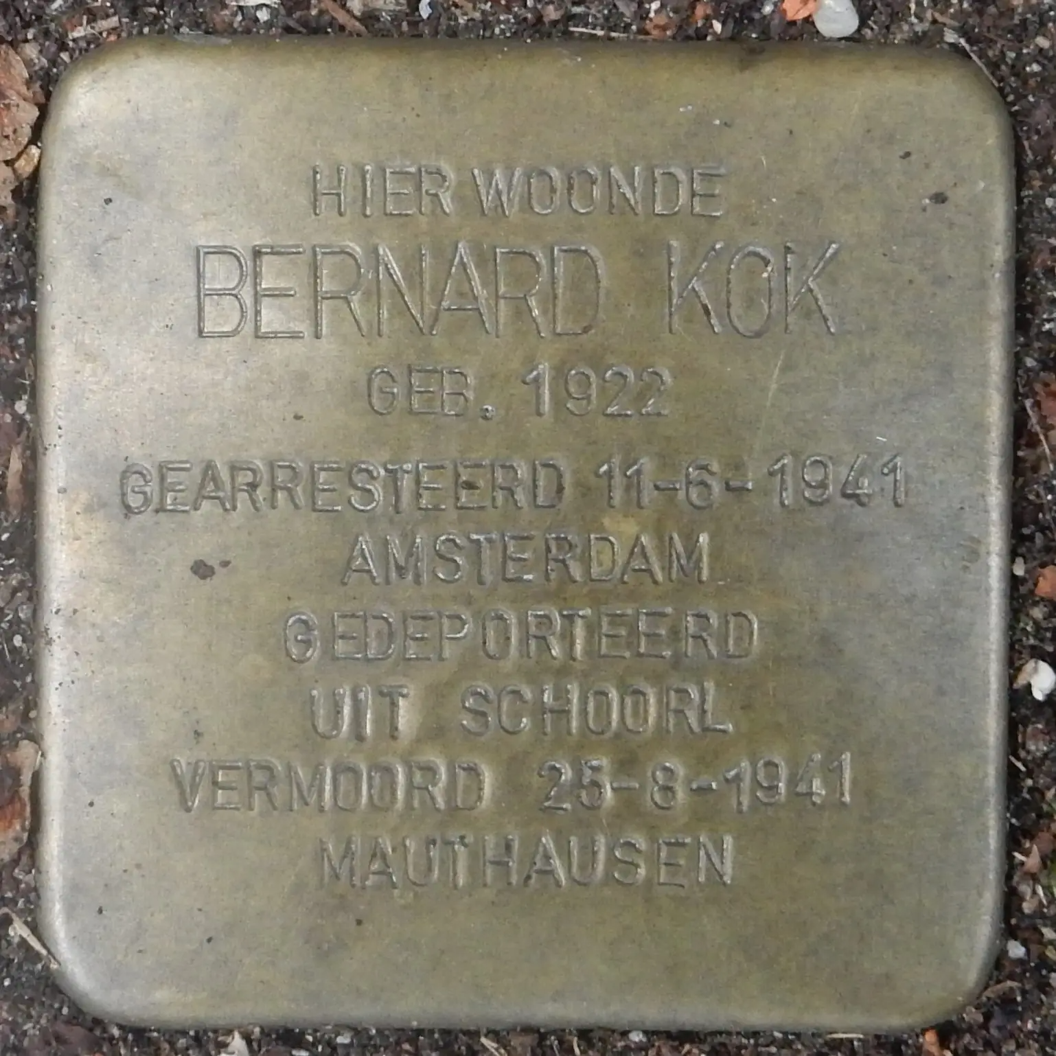 Struikelsteen voor Barend Kok