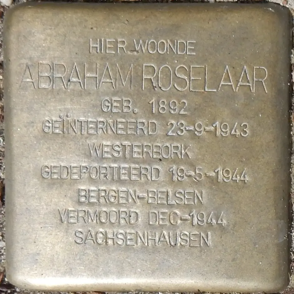 Struikelsteen voor Abraham Roselaar