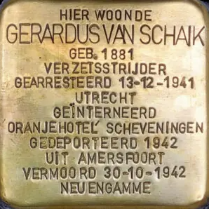 Struikelsteen voor Gerardus van Schaik