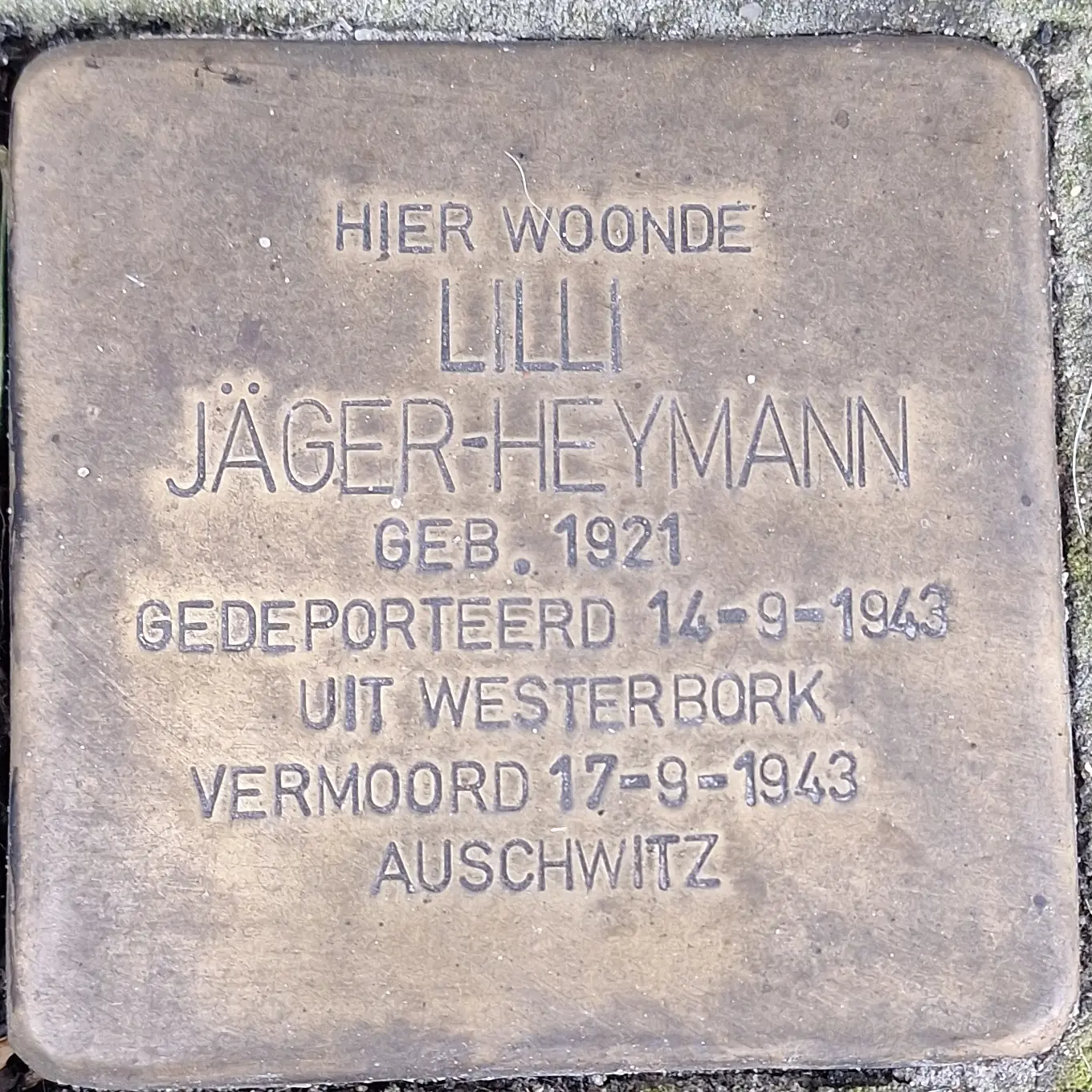 Struikelsteen voor Lilli Jäger-Heijmann