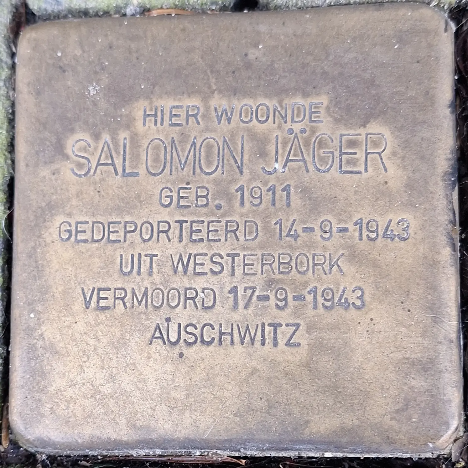 Struikelsteen voor Salomon Jäger