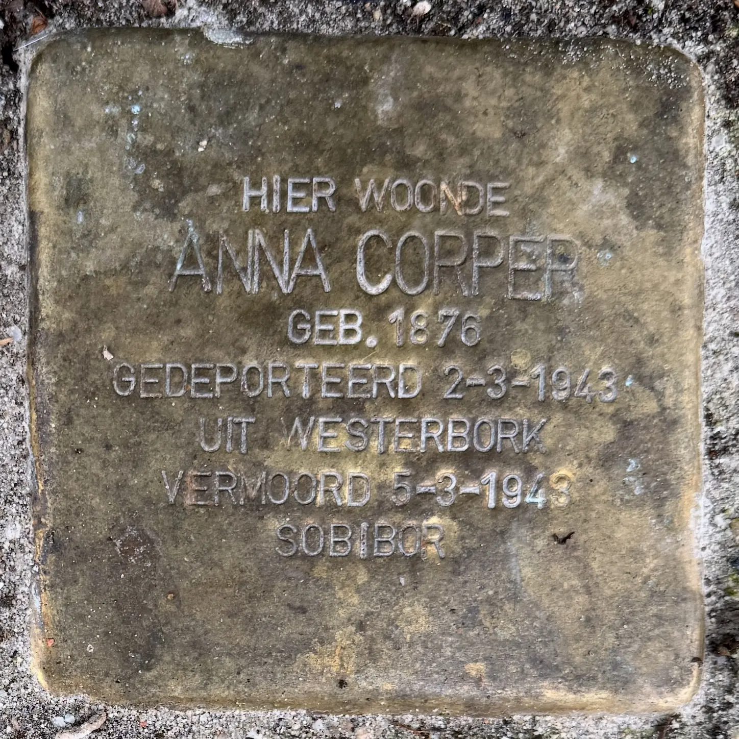 Struikelsteen voor Anna Jacobsen-Corper