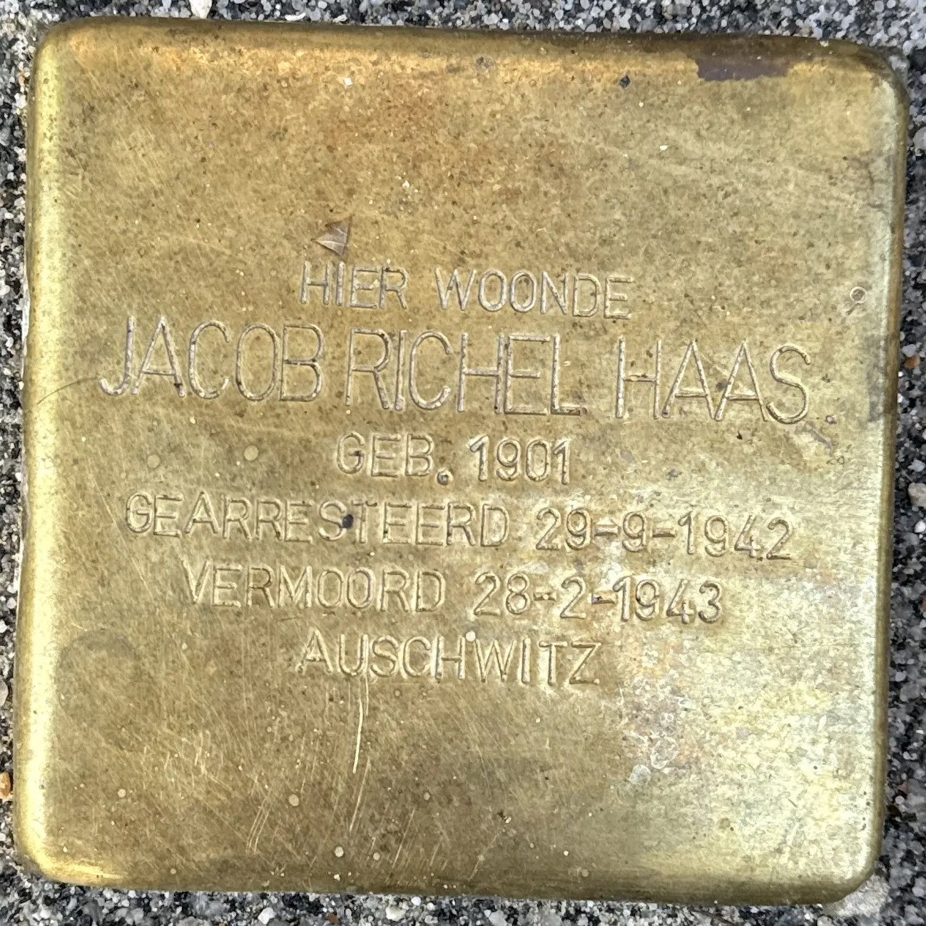 Struikelsteen voor Jacob Richel Haas
