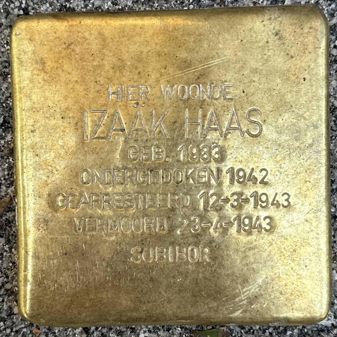 Struikelsteen voor Izaäk Haas