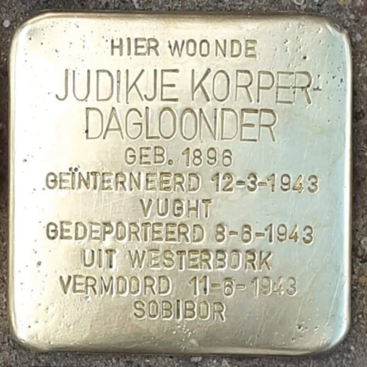 Struikelsteen voor Judikje Korper-Dagloonder