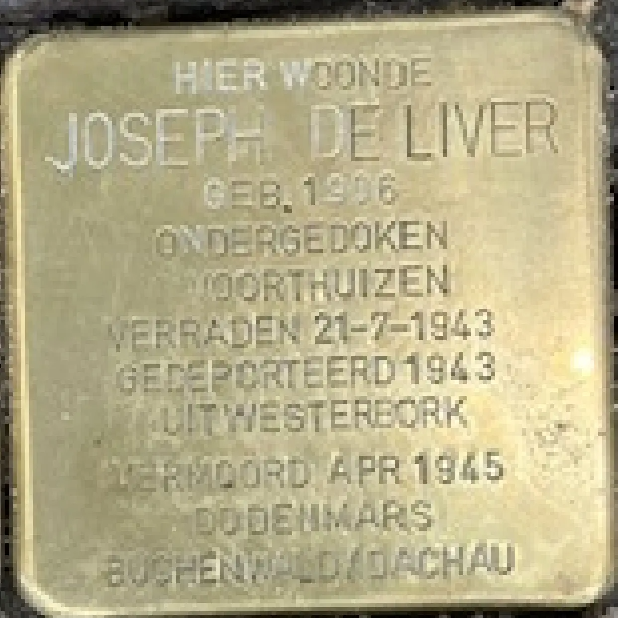 Struikelsteen voor Joseph de Liver