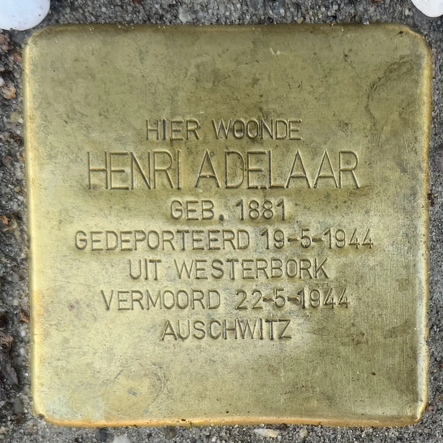 Struikelsteen voor Henri Adelaar
