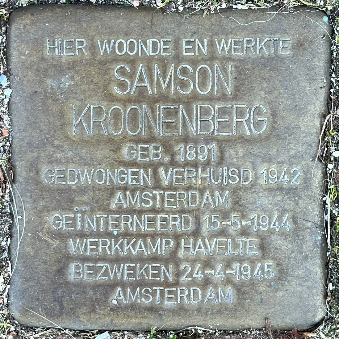 Struikelsteen voor Samson Kroonenberg