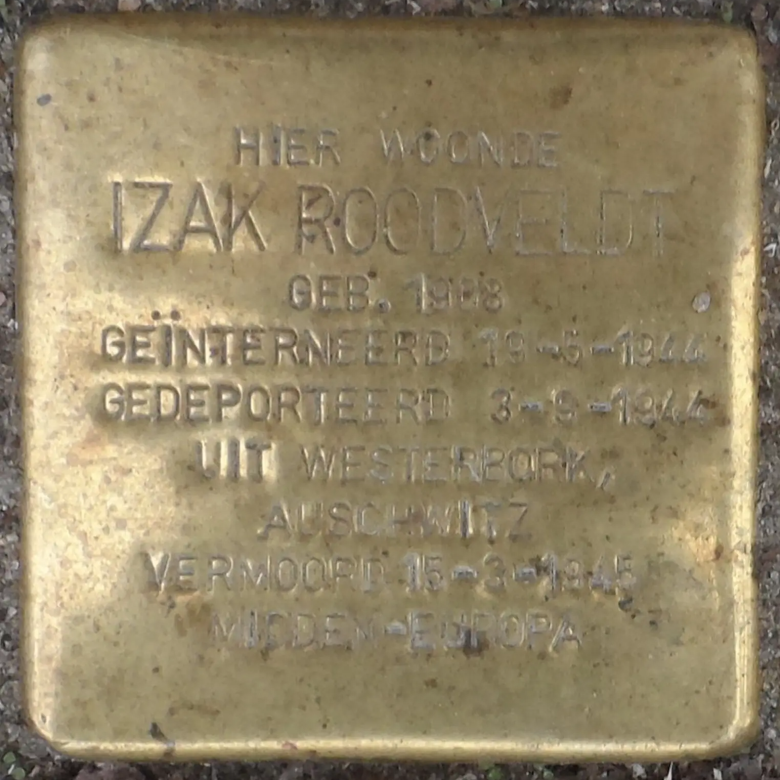 Struikelsteen voor Izak Roodveldt