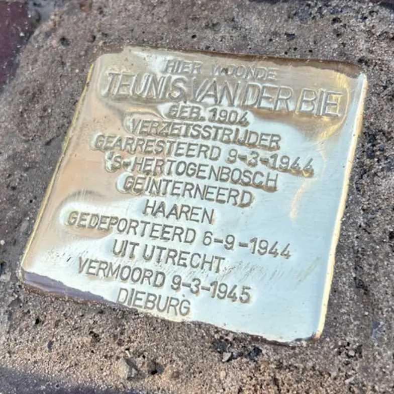 Struikelsteen voor Teunis van der Bie