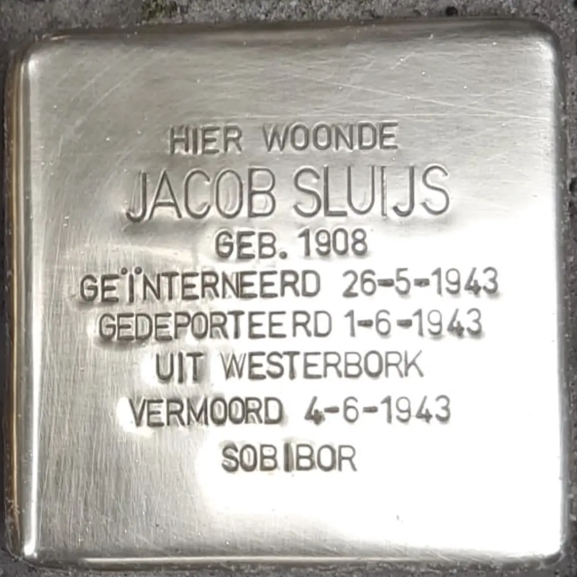 Struikelsteen voor Jacob Sluijs