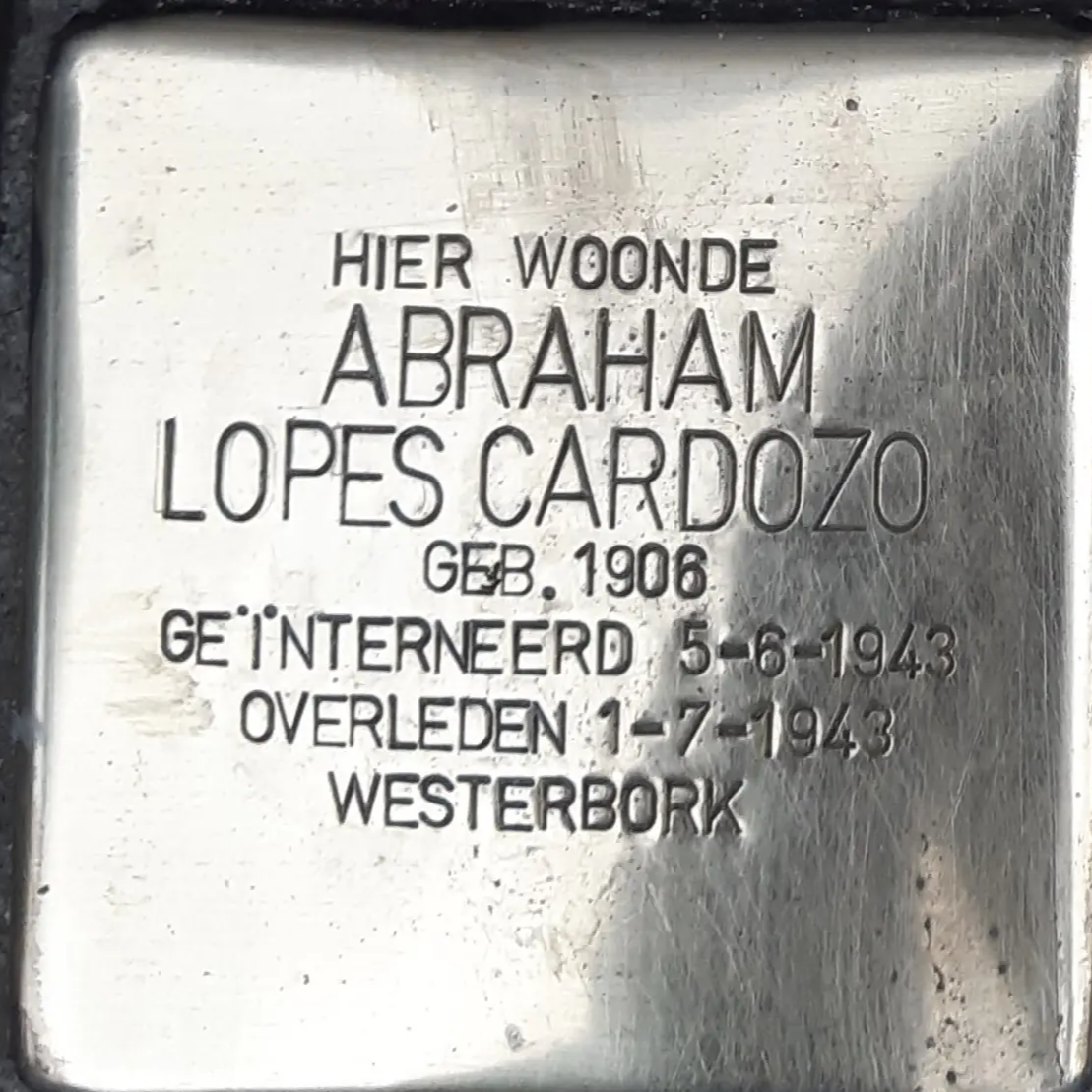 Struikelsteen voor Abraham Lopes Cardozo
