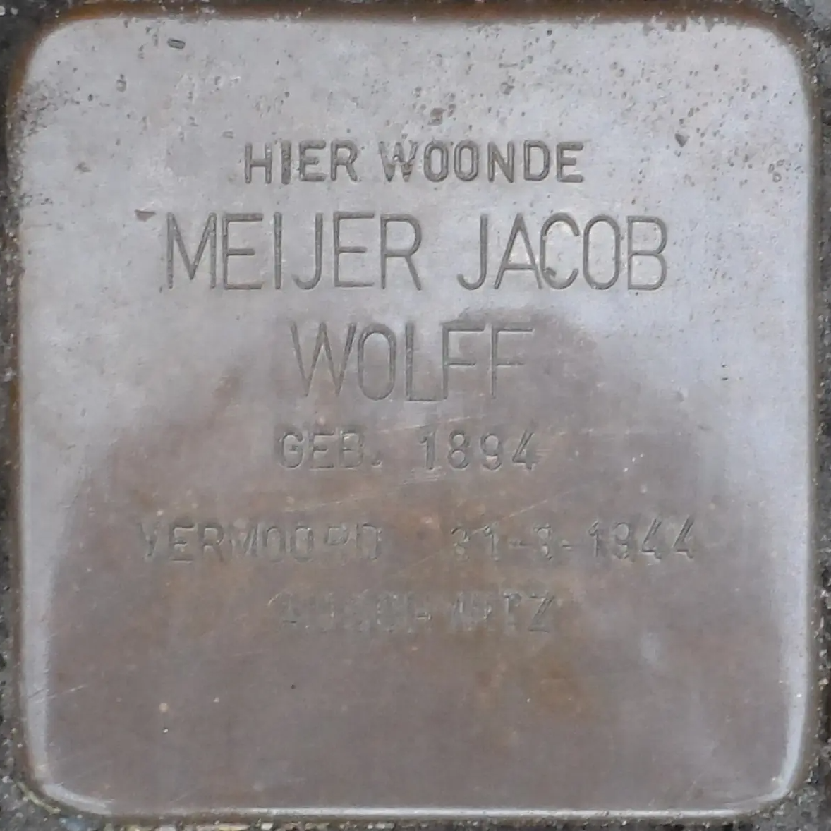 Struikelsteen voor Meijer Jacob Wolff