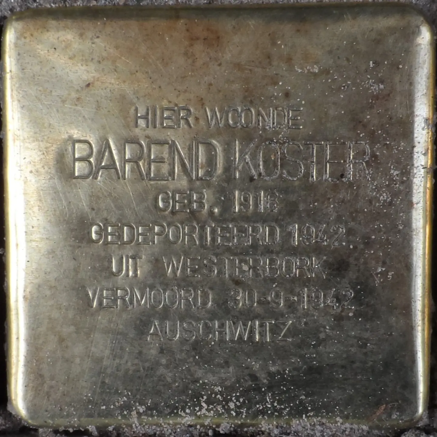 Struikelsteen voor Barend Koster