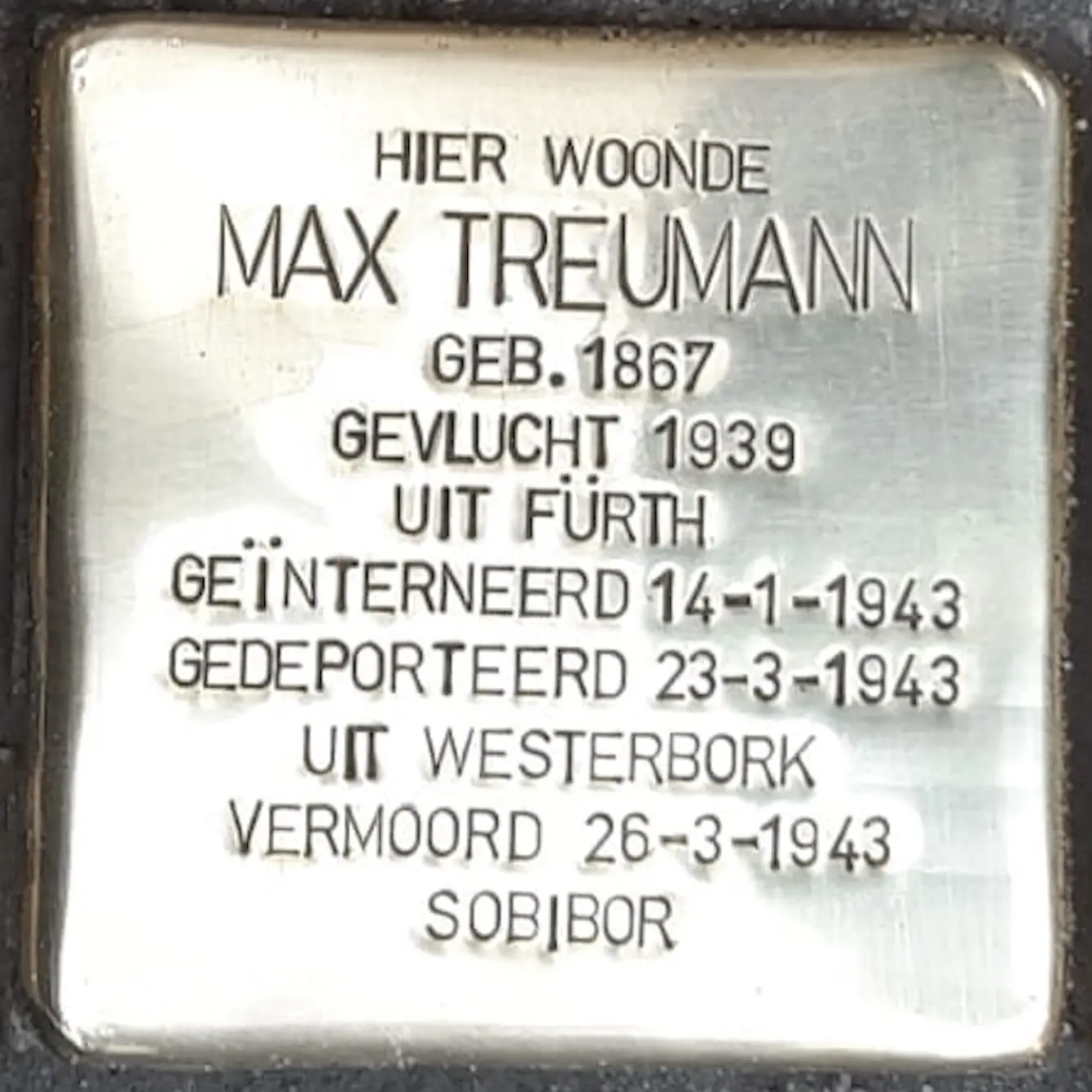 Struikelsteen voor Max Treumann