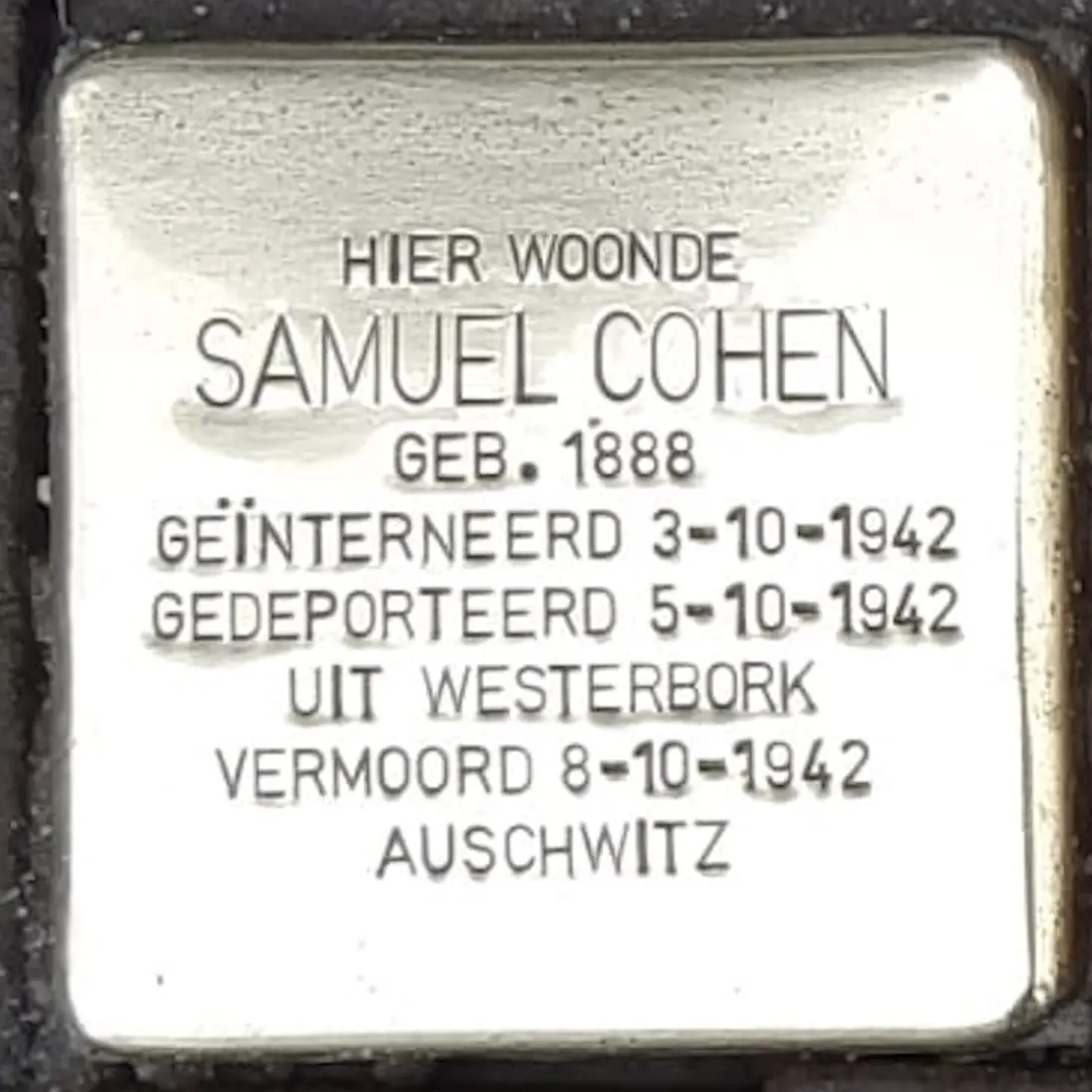Struikelsteen voor Samuel Cohen
