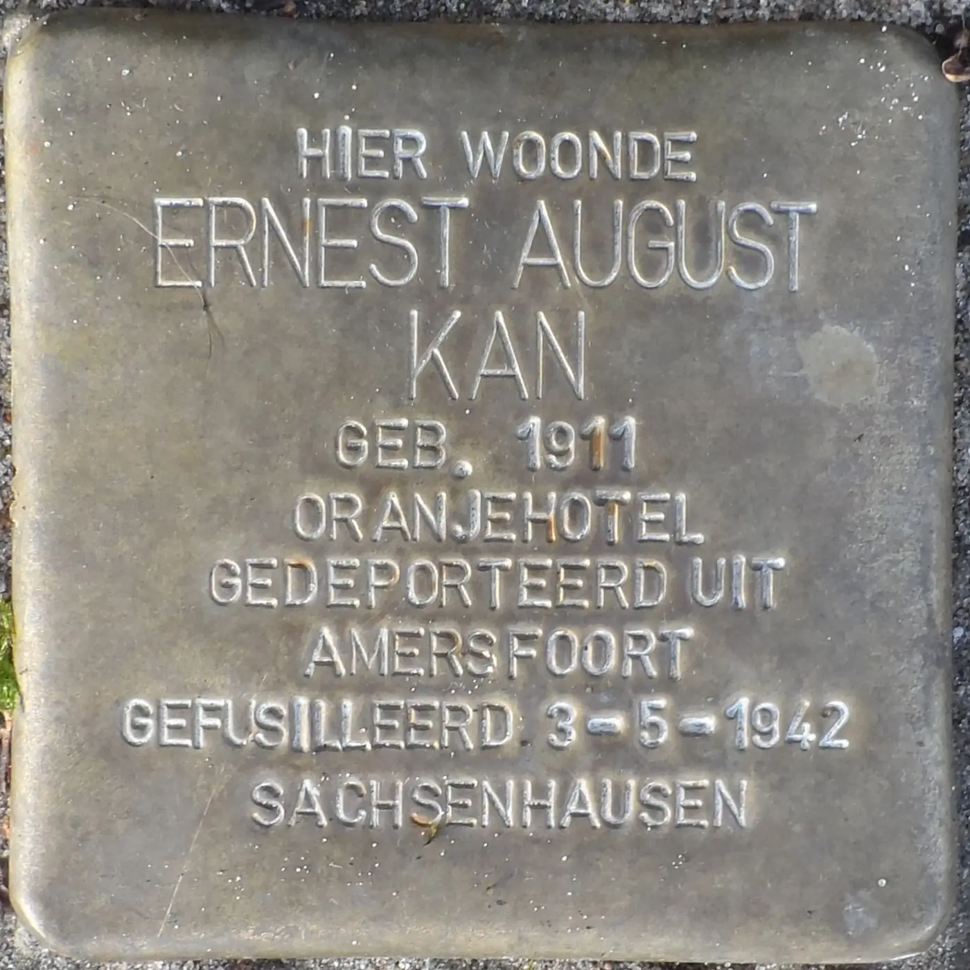 Struikelsteen voor Ernest August Kan