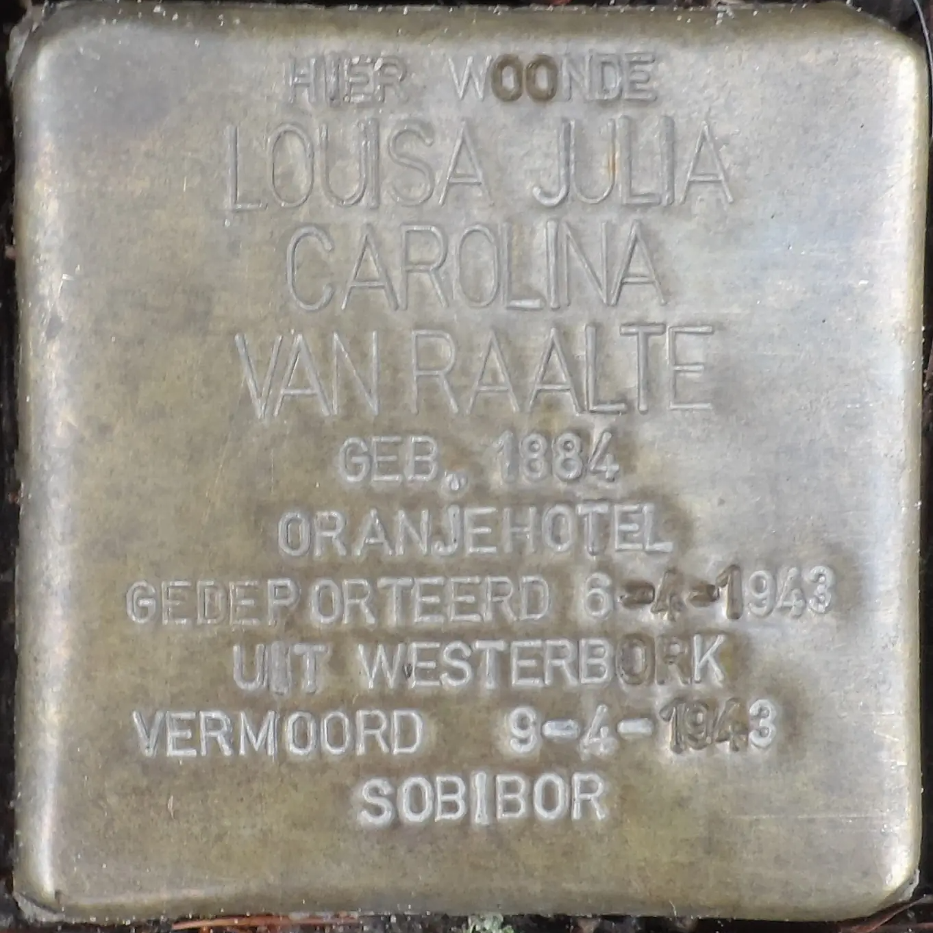 Struikelsteen voor Louisa Julia Carolina van Raalte