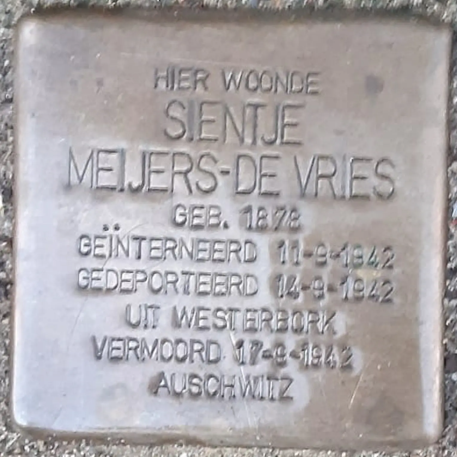 Struikelsteen voor Sientje Meijers-de Vries