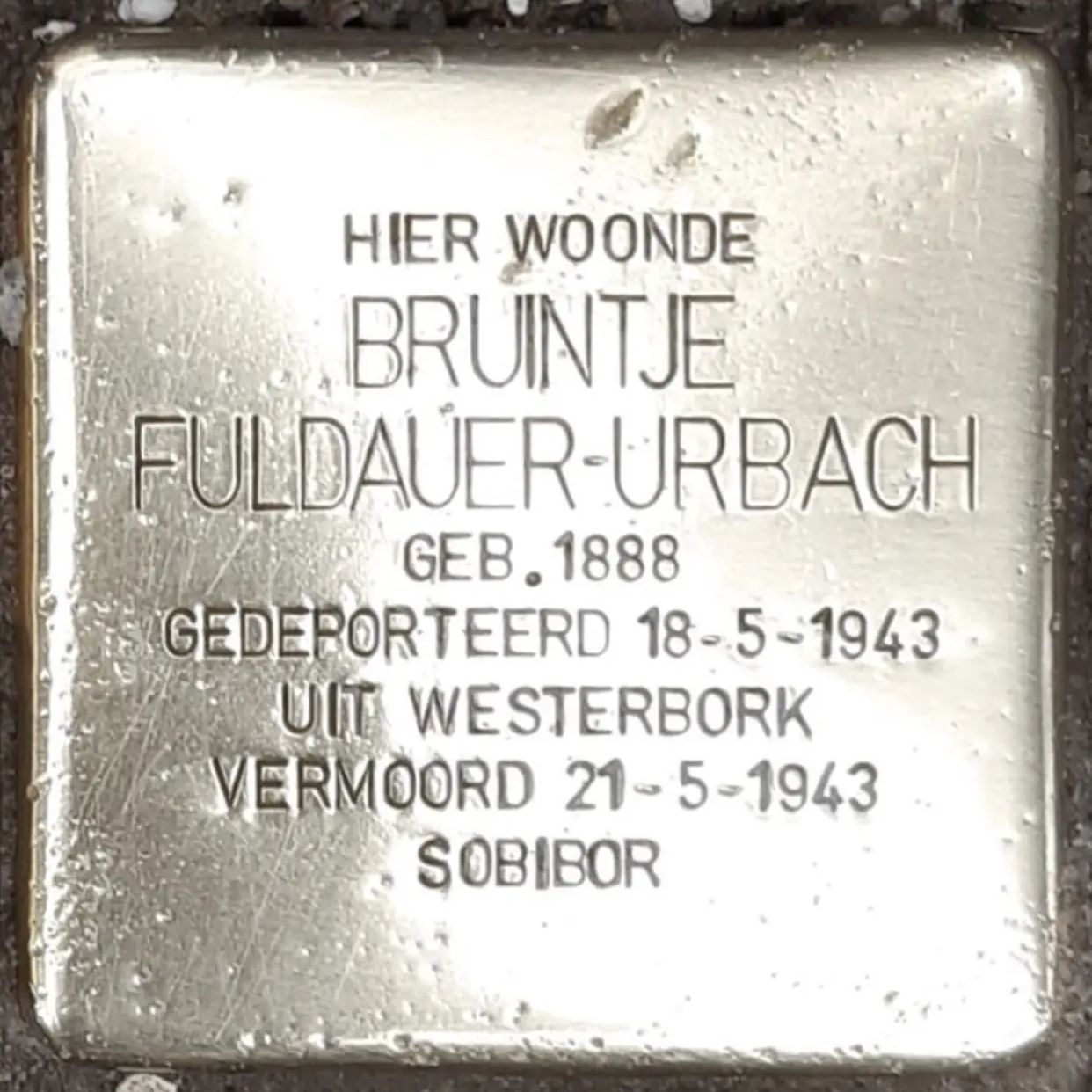 Struikelsteen voor Bruintje Fuldauer-Urbach