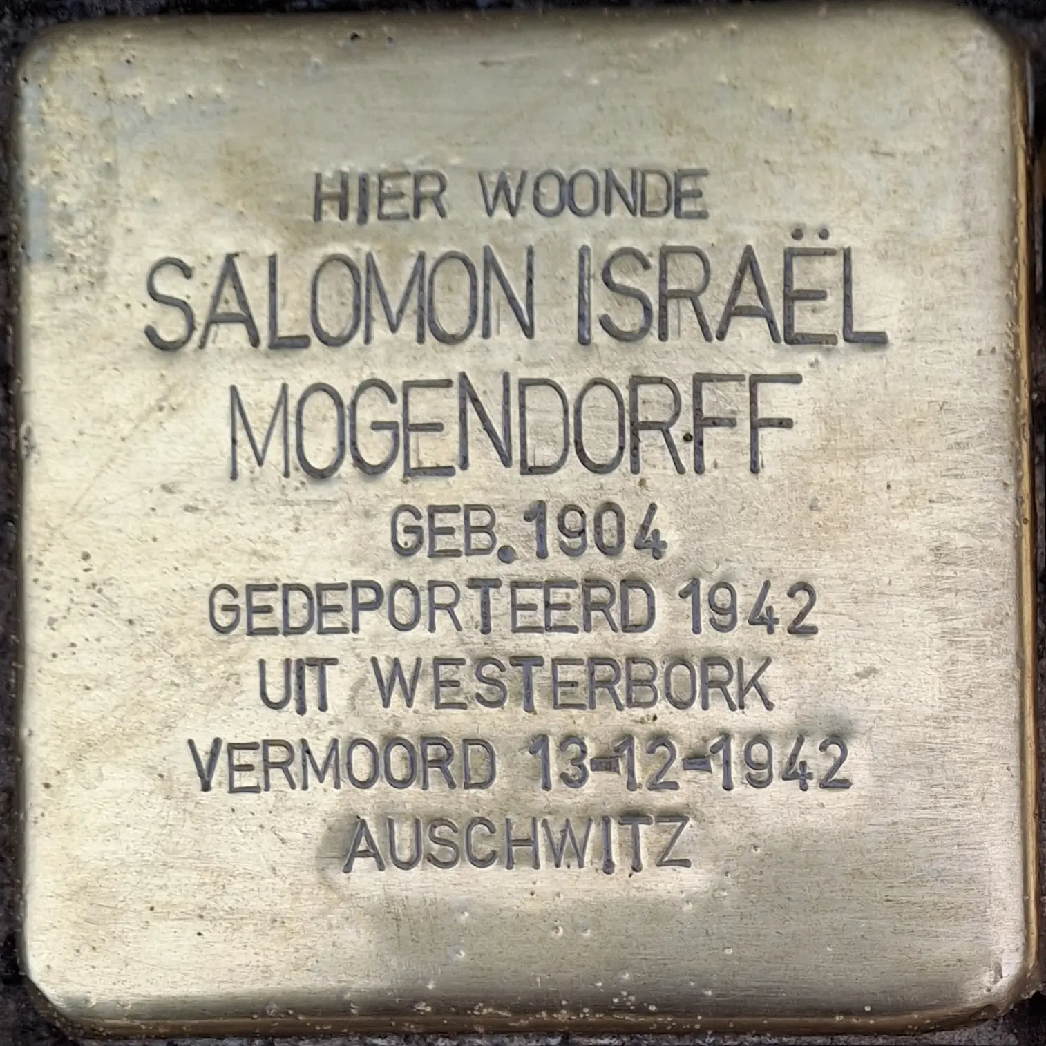 Struikelsteen voor Salomon Israël Mogendorff