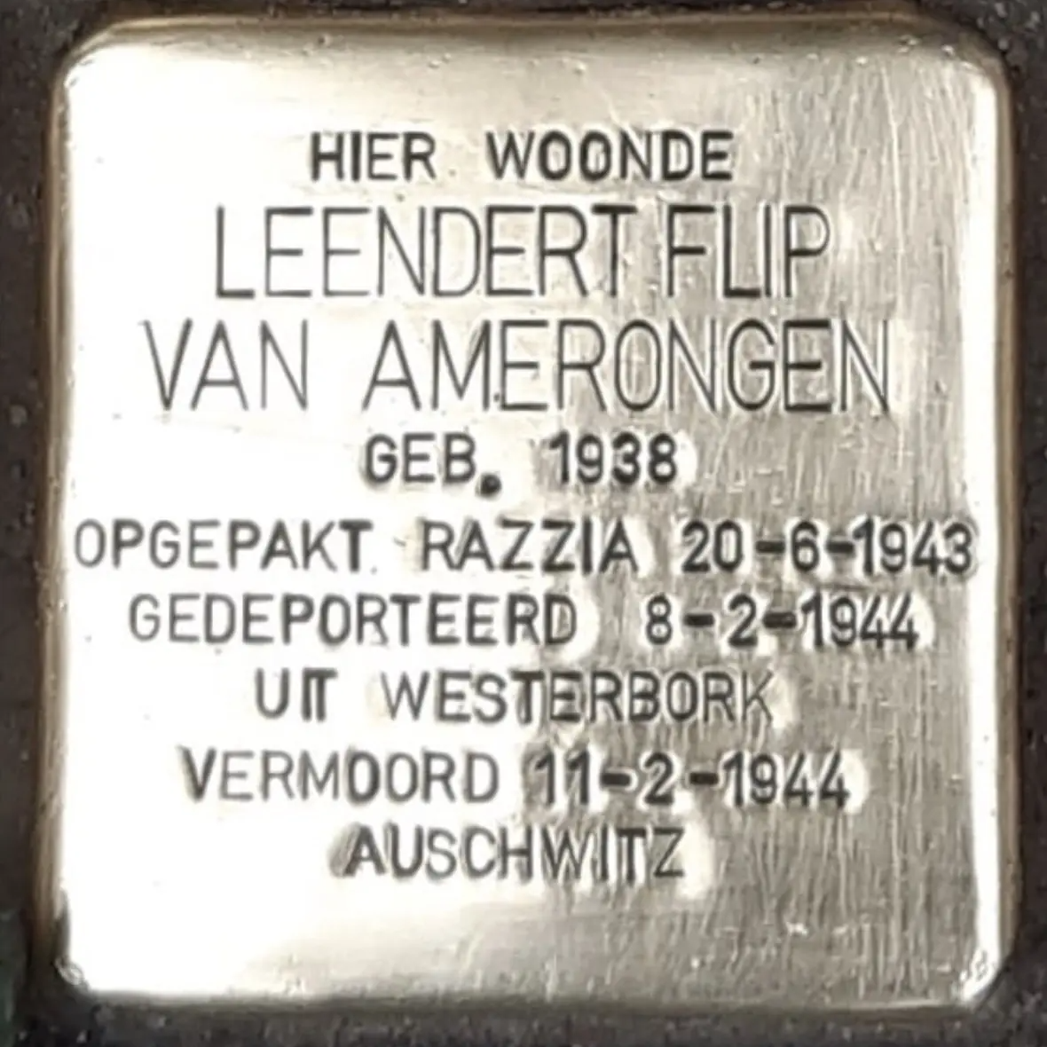 Struikelsteen voor Leendert Flip van Amerongen