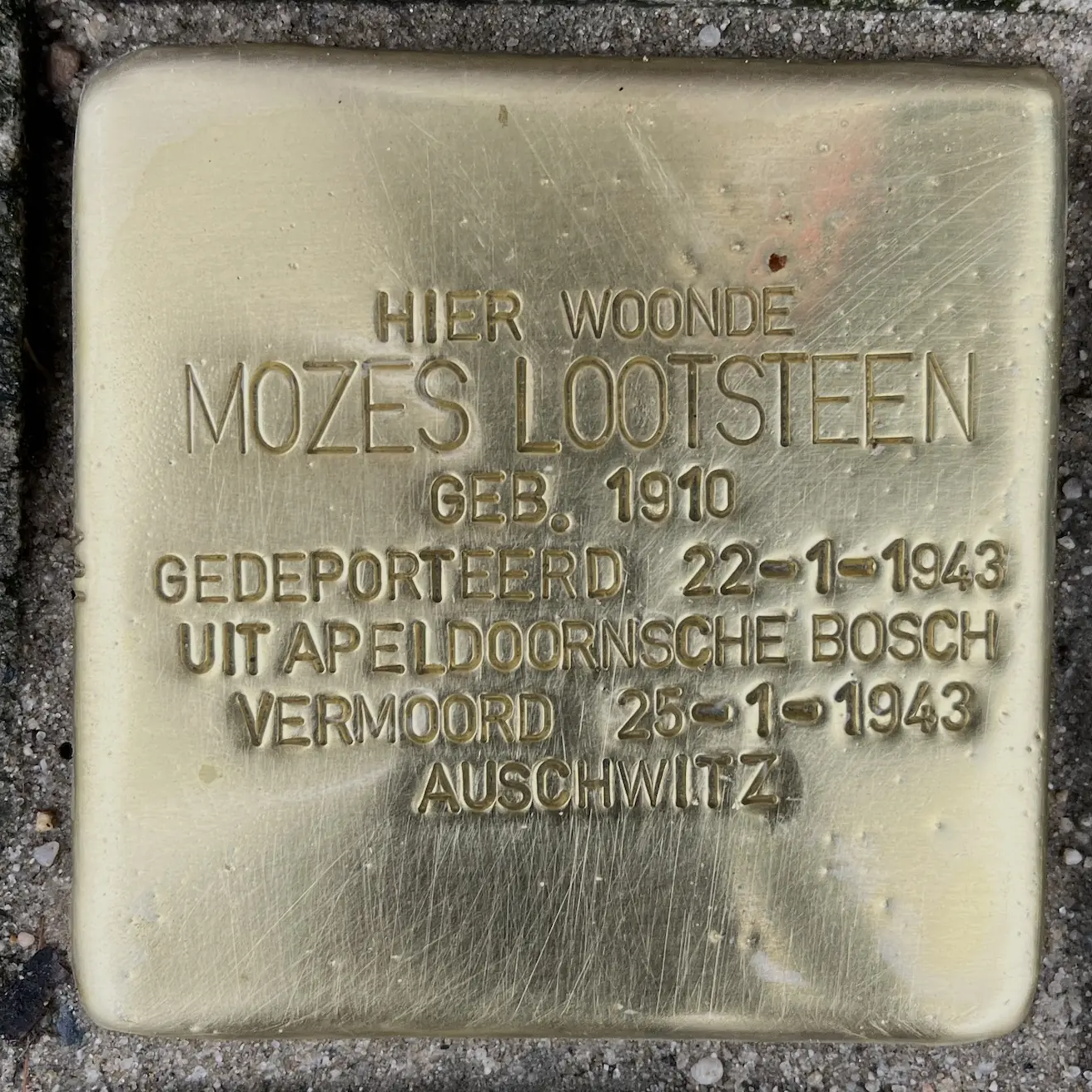 Struikelsteen voor Mozes Lootsteen