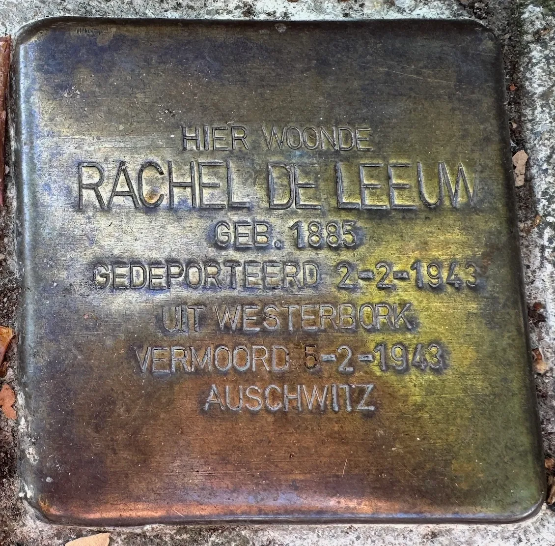 Struikelsteen voor Rachel de Leeuw