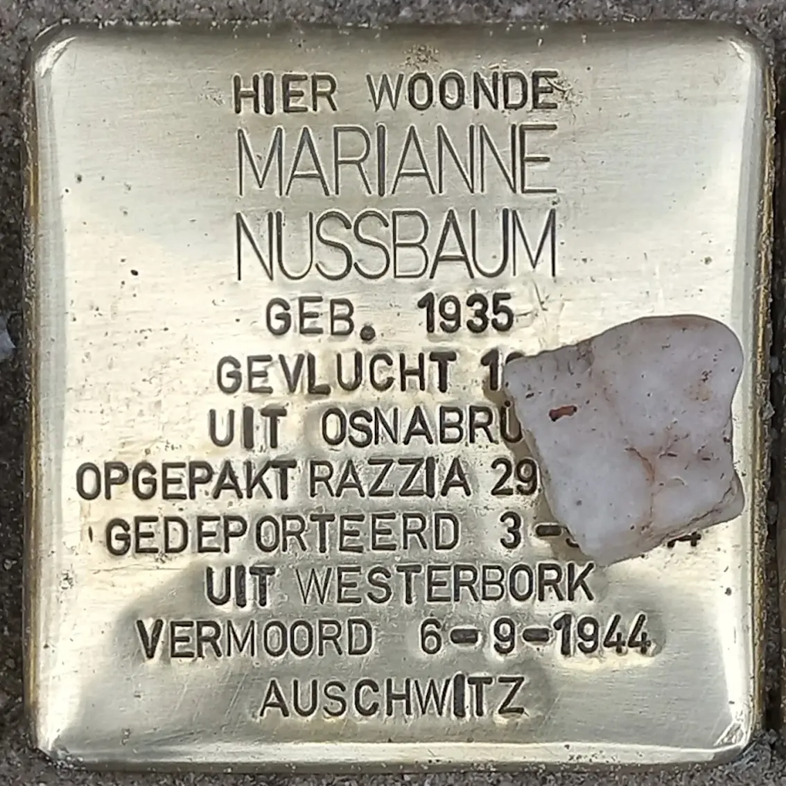 Struikelsteen voor Marianne Nussbaum