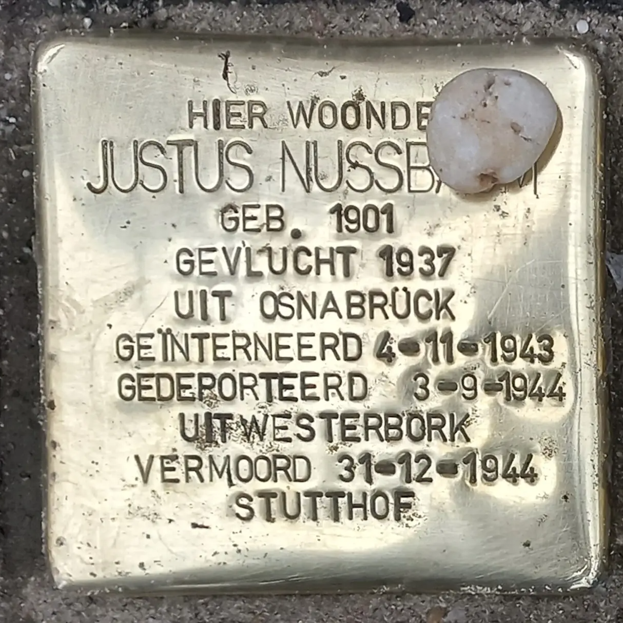 Struikelsteen voor Justus Nussbaum