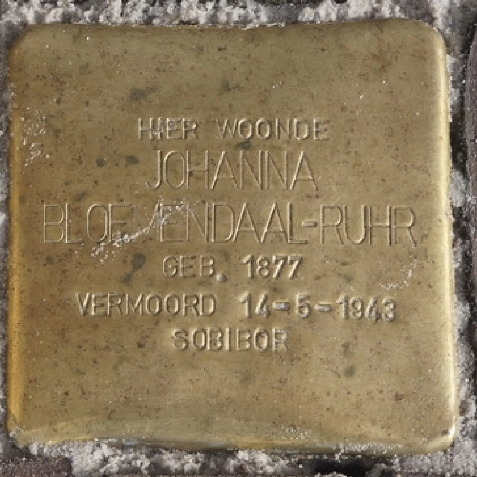 Struikelsteen voor Johanna Bloemendaal-Ruhr