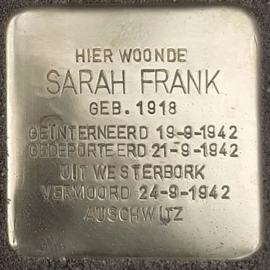 Struikelsteen voor Sarah Frank