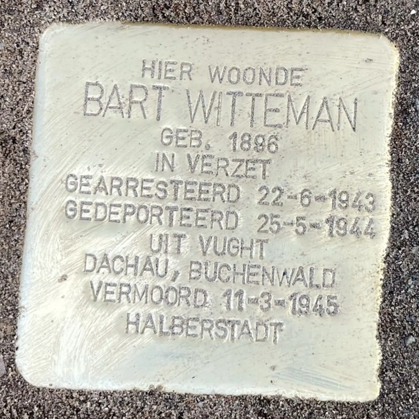 Struikelsteen voor Bartholomeus Antonius Witteman