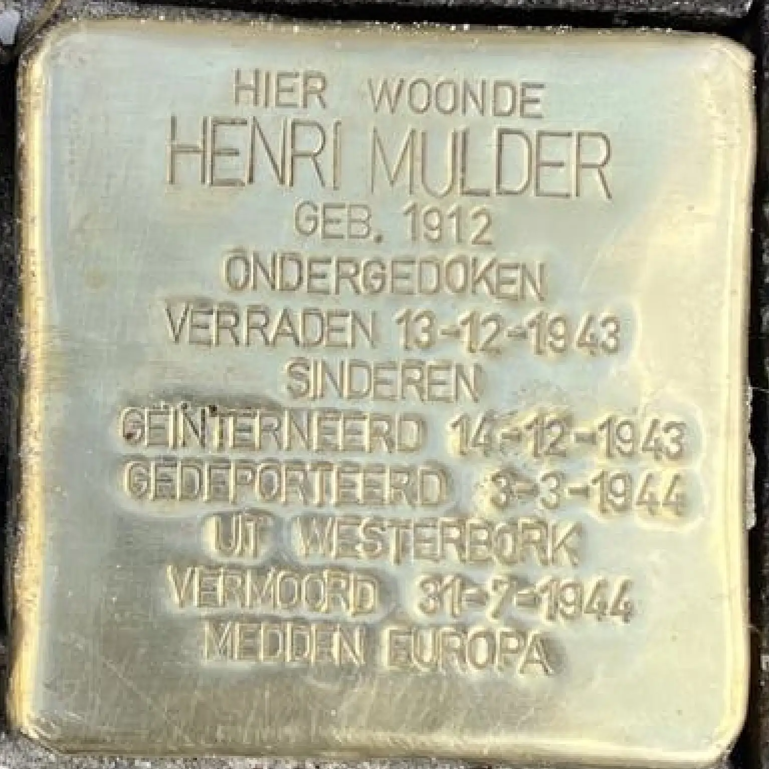 Struikelsteen voor Henri Mulder