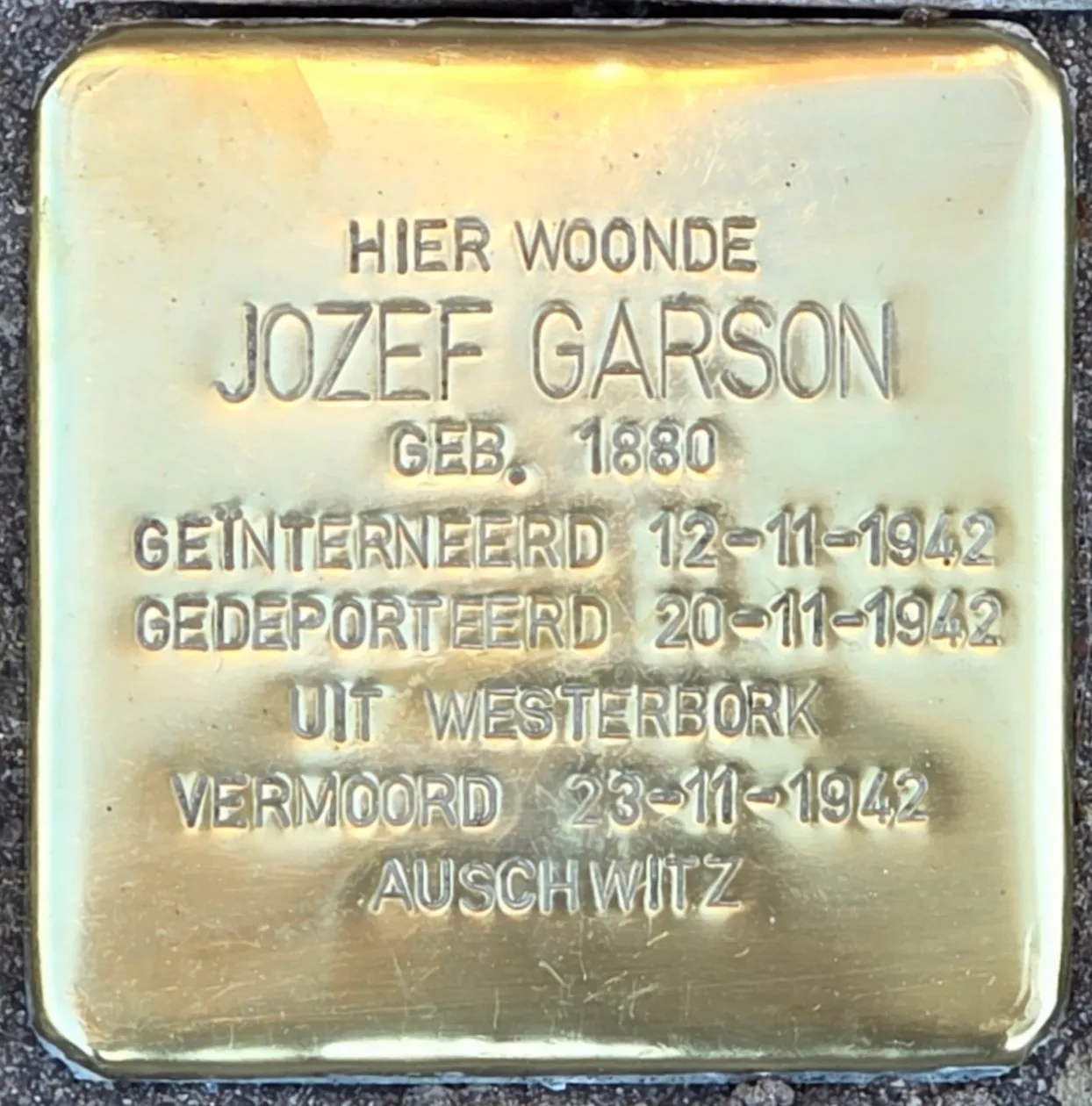 Struikelsteen voor Jozef Garson