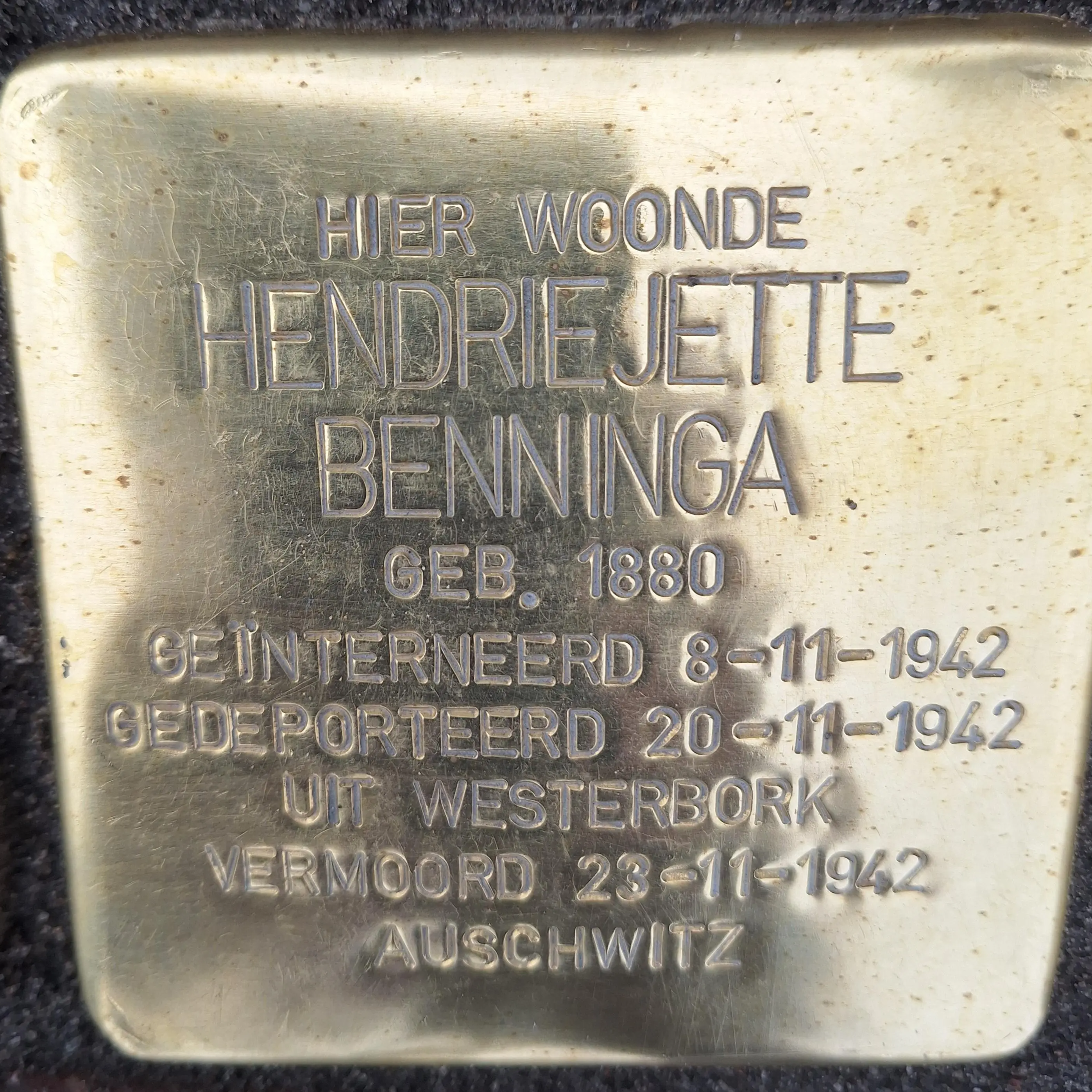 Struikelsteen voor Hendriejette Benninga