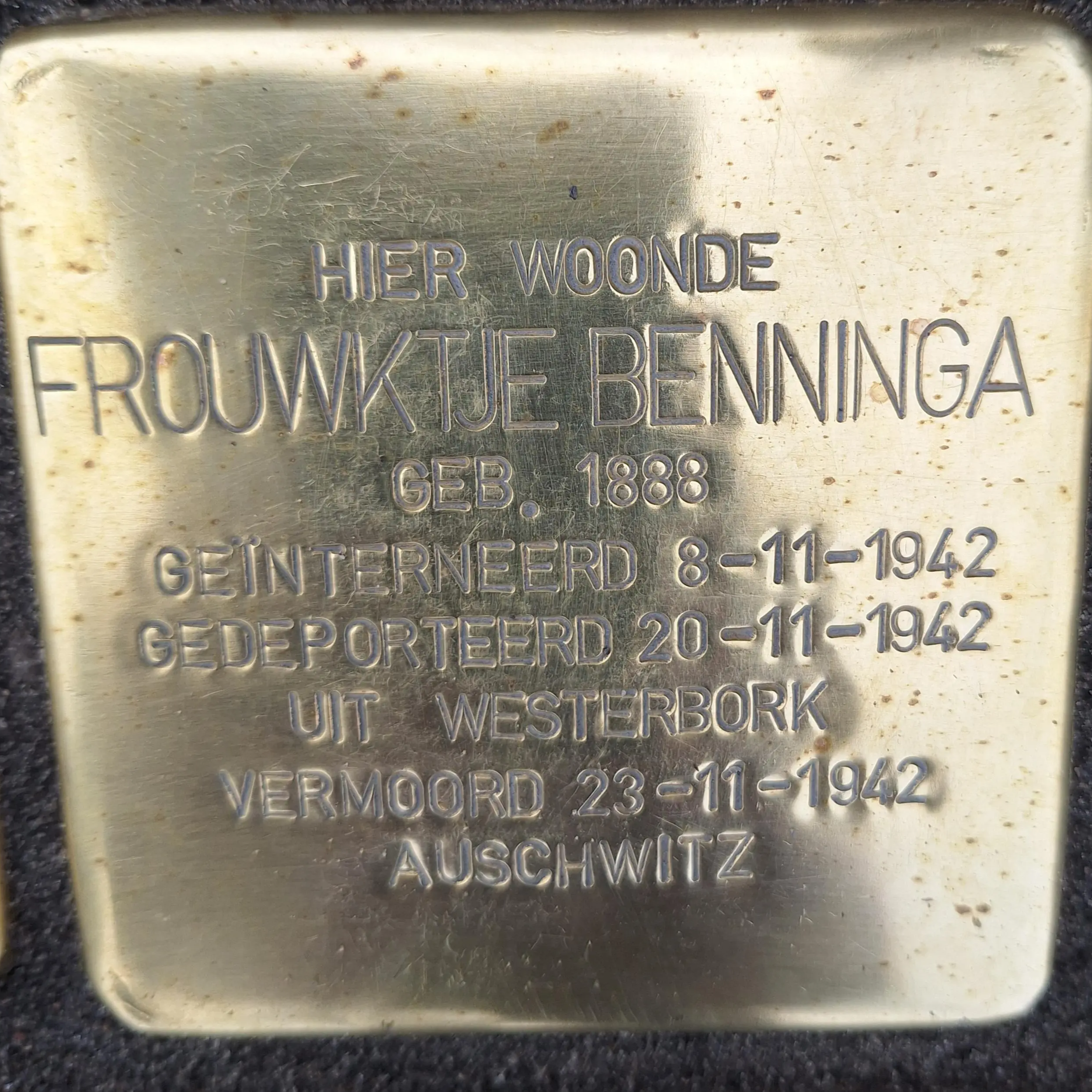 Struikelsteen voor Frouwktje Benninga