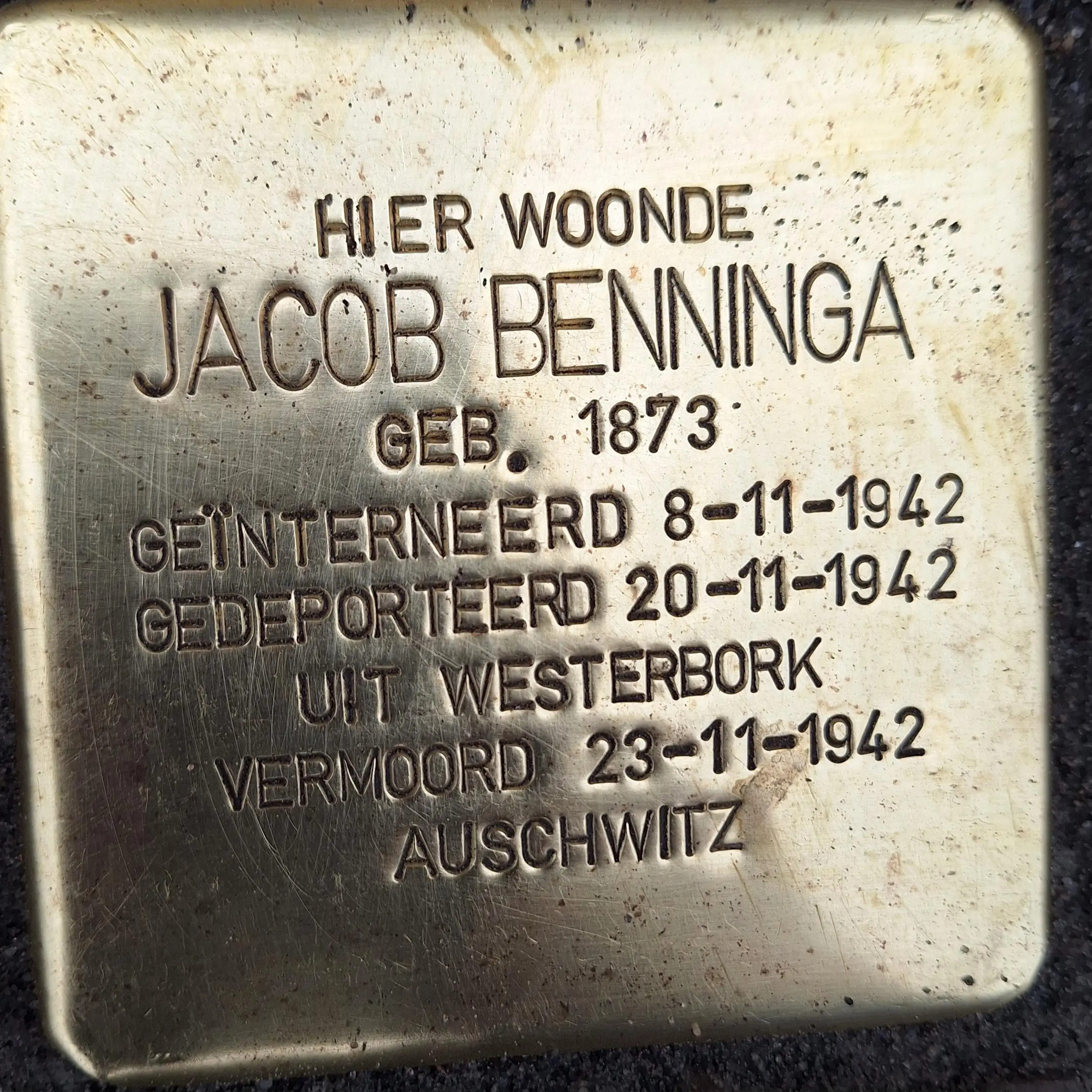 Struikelsteen voor Jacob Benninga