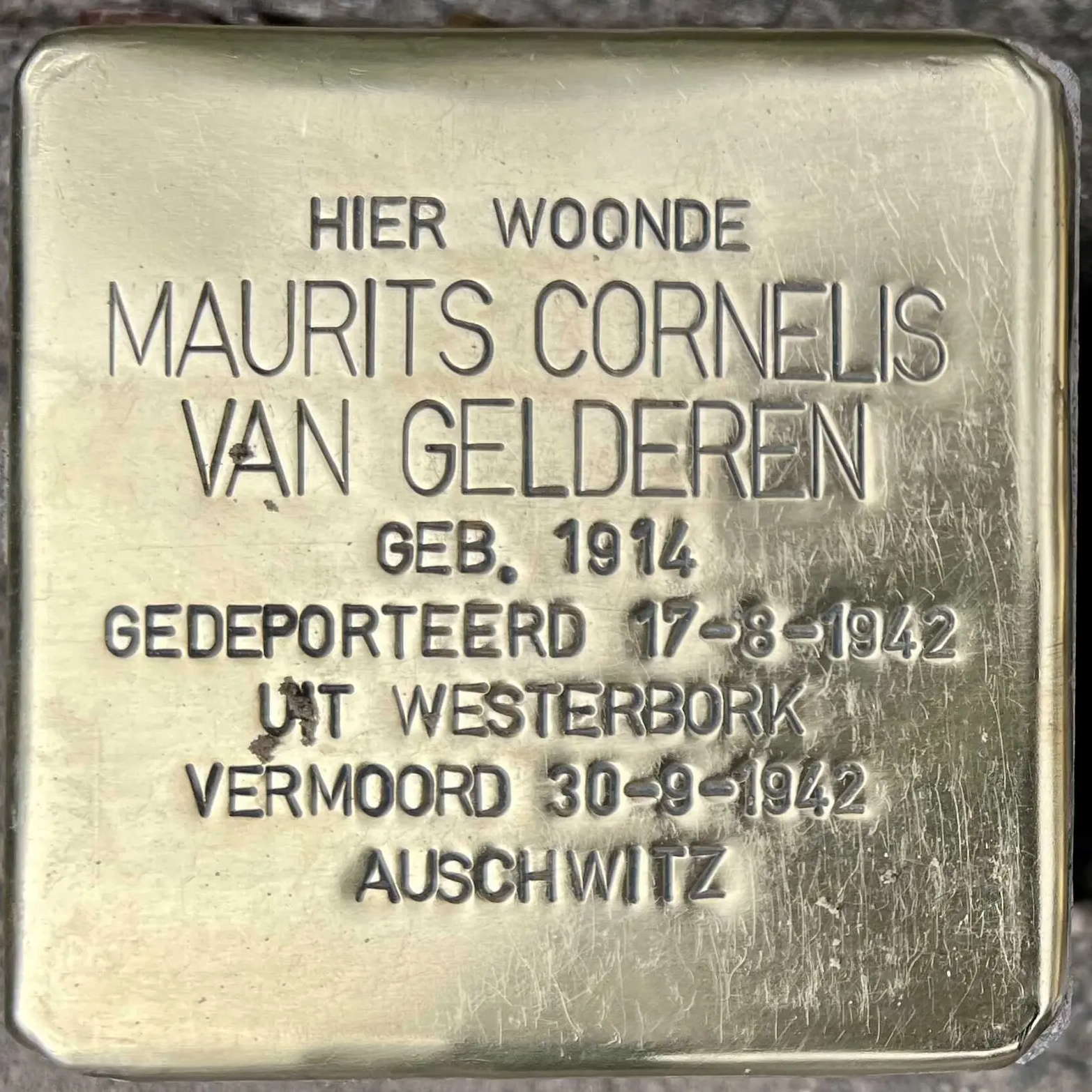 Struikelsteen voor Maurits Cornelis van Gelderen