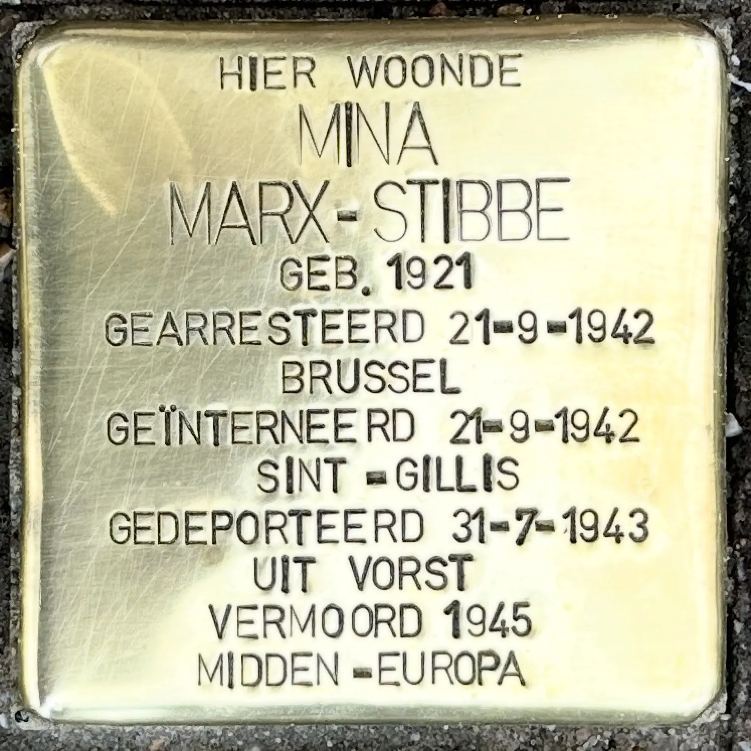 Struikelsteen voor Mina Marx-Stibbe