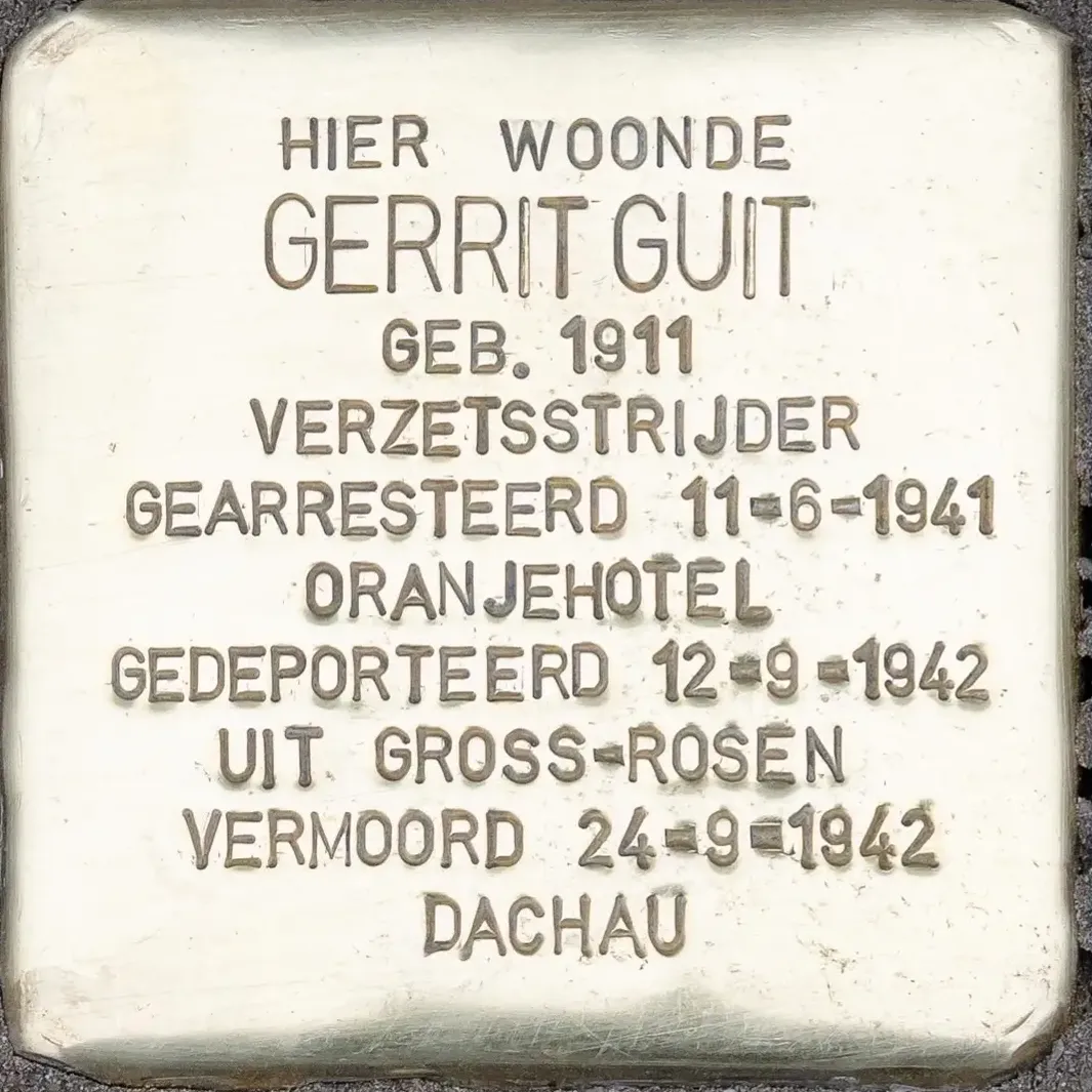 Struikelsteen voor Gerrit Guit